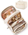BAGSMART Travel Makeup Bag, Make Up Bag with Multiple Compartments for Organizer, Durable & Compact Cosmetic Organizer for Women for Travel Accessories (Beige) by BAGSMART