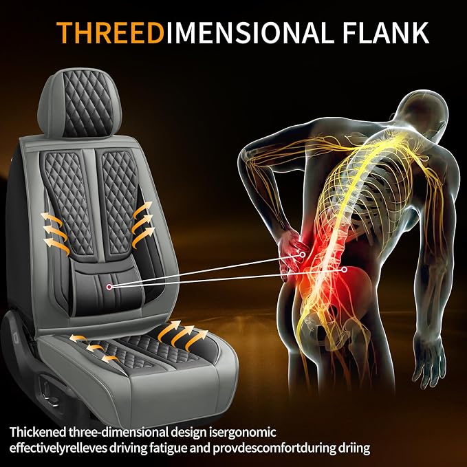 Fit Liberty Car Seat Covers Compatible with Jeep Liberty 2002-2010 2011 2012.Full Coverage Waterproof Leather,Compatible with Airbag,All - Weather Seat Cushion Protector(2 Front,Grey) - Image 3