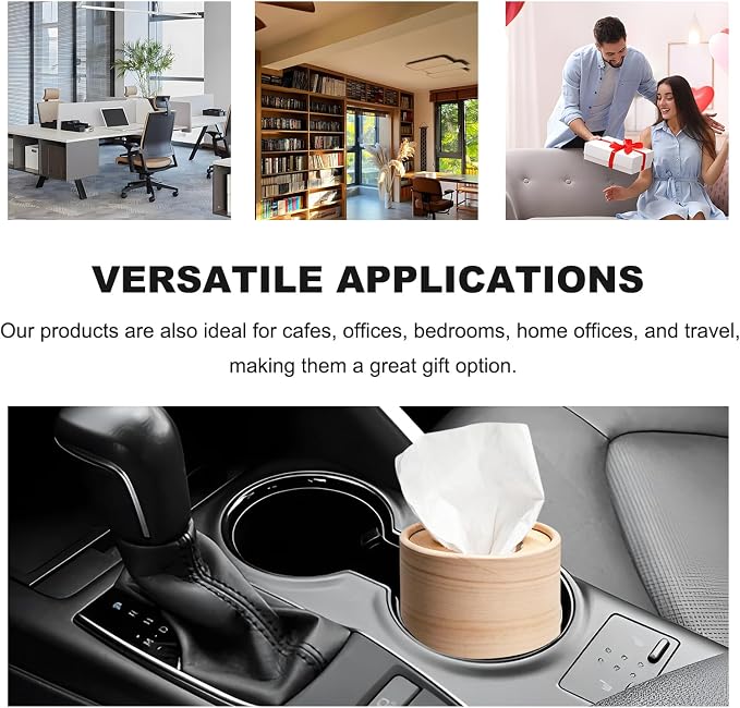 4 PCS Car Tissue Holder, Refillable Round Napkins Containers with Papers Inside, Convenient Travel Tissue Tubes Facial Paper Towel Cylinders for Vehicle Cup Holders (Wood Grain) - Image 6