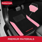 Rubbermaid Car Mats, Carpeted Floor Car Mat with Faux Leather & Built-in Heel Pad, Two-Tone Car Rug Floor Mats, Stylish Carpeted Floor Mats for Cars, Trucks & SUVs Pink Color - Image 2