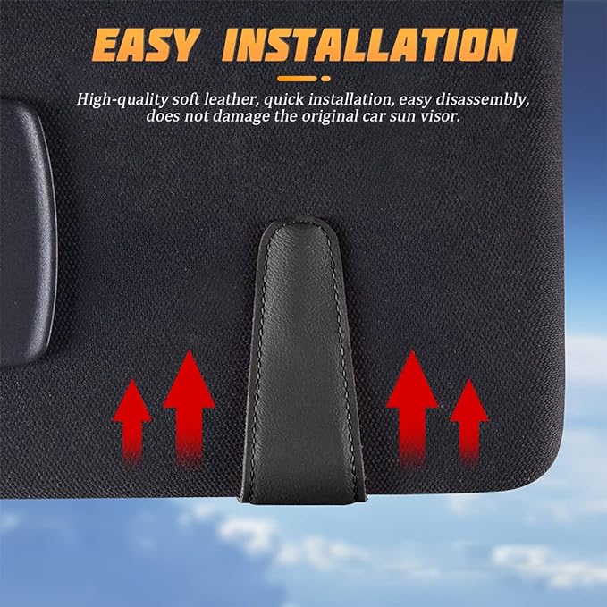 AICEL Sunglasses Holders for Car Sun Visor, Leather Magnetic Clip, Brown | Leather Eyeglasses Hanger Mounter, Magnetic Glasses Holder and Ticket Card Clip, Car Accessories, Universal Fit - Image 5