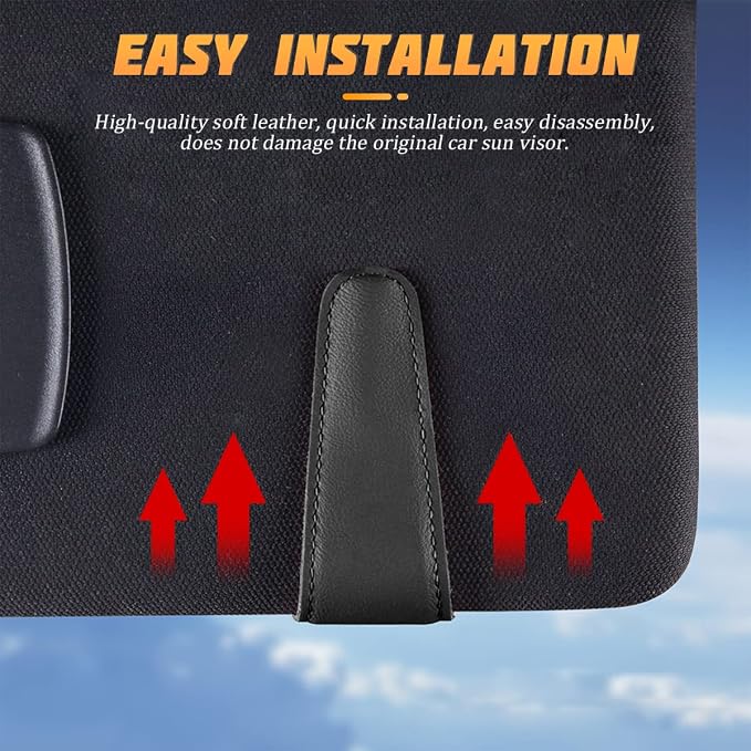 AICEL Sunglasses Holders for Car Sun Visor, Leather Magnetic Clip, Beige | Leather Eyeglasses Hanger Mounter, Magnetic Glasses Holder and Ticket Card Clip, Car Accessories, Universal Fit - Image 5