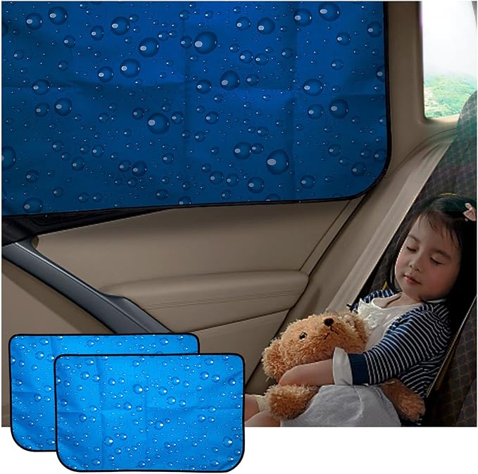 Aokway Magnetic Side Window Sun Shade -100% Block Light Car Window Shades - Car Privacy Curtains Universal Fit for Baby Naps, and Camping with UV Protection (Blue, Rear 2pcs) - Image 2