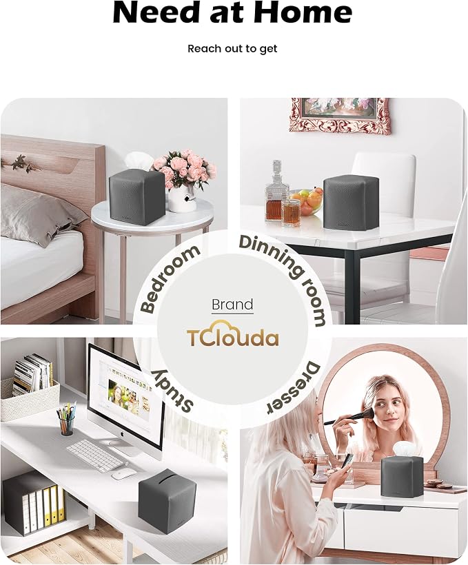 Tissue Box Cover for PU Leather, Modern Simple Solid Color Holder Square Tissue Bag, Ideal for Bathrooms,Office,Car,Nightstand,Outdoor Tent,Dining Table,5"X5"X5", Single Charcal - Image 4