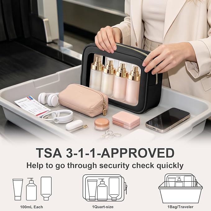 3PCS Clear Makeup Bags with Handles, TSA Approved Toiletry Bags, Diaper Bag Organizer Pouch, TPU Car Storage Organizer with Zippers, Waterproof Travel Organizer Bag for Women - Image 8