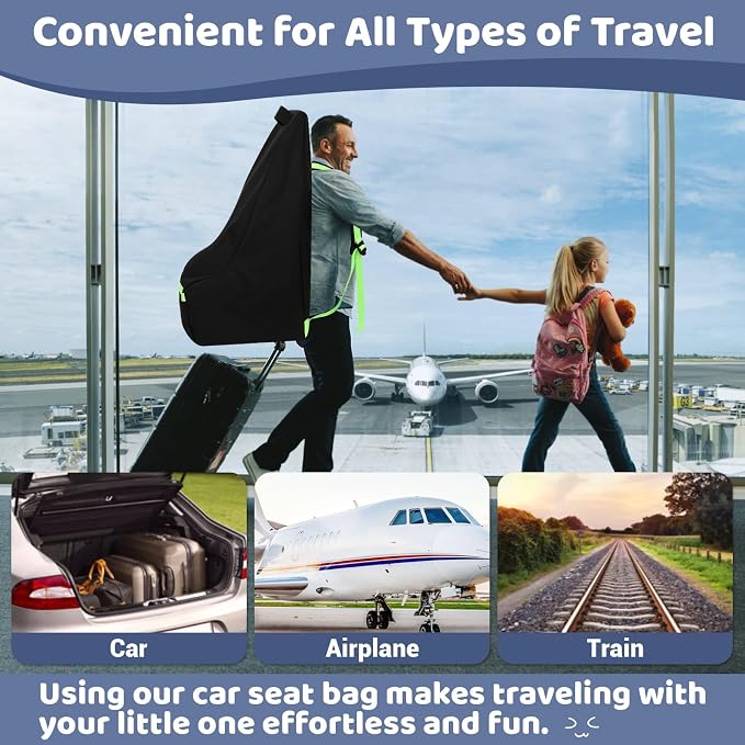 Car Seat Bags For Airplane Travel, 600D Thickening Oxford Cloth Durable Car Seat Travel Bag For Air Travel Carseat Cover with Shoulder Straps and 2pcs Luggage Tags For Airplane - Image 7