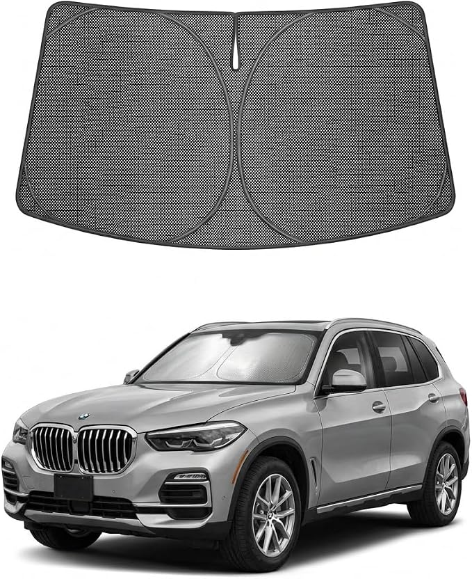 Proadsy Custom Fit 2019-2026 BMW X5 Windshield Sun Shade, Blocks Heat | Ice Crystal Micro-Refraction Blocks 99% UV, Drops Cabin Temp 54°F. Foldable Full Coverage for Summer Parking/Camping Privacy by Proadsy