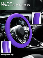 LRITER Car Steering Wheel Cover, Non-Slip Silicone Material, Purple | Multiple Color Choices, Universal Auto Parts Steering Wheel Cover, Suitable for Most Cars - Image 6