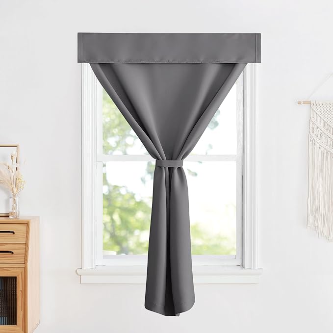 NICETOWN Grey Door Blackout Curtains 72 Inches Long for Kitchen | Portable Self Adhesive Window Cover for Nursery Privacy French Front Door for Doorway Patio Living Room, 1 Panel, W36 x L72 - Image 7