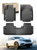 YHTAUTO Automotive Floor Mats for Honda CR-V 2012-2016 | for Carpet Flooring Only | TPE All Weather Car Mats, Anti-Slip & Custom Fit Floor Liners | Front & 2nd Row, Black, Set of 3 by YHTAUTO