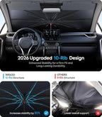 Wigoo Car Windshield Sun Shade Umbrella, A7 (43.5 * 21.9 in) | Universal, UV Block & Heat Insulation, Reinforced Shaft, Foldable Sunshade, Keeps Car Cool & Protects Interior - Image 3