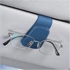 AICEL Sunglasses Holders for Car Sun Visor, Leather Magnetic Clip, Blue | Leather Eyeglasses Hanger Mounter, Magnetic Glasses Holder and Ticket Card Clip, Car Accessories, Universal Fit by AICEL