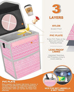 Pritent Car Trash Can with Lid Leakproof Car Garbage Bag Vehicle Trash Bin | Hanging Automotive Garbage Can,Multipurpose Car Accessories for Women Men Interior Car Storage Organizer(2.8 Gal,Pink Print) - Image 3
