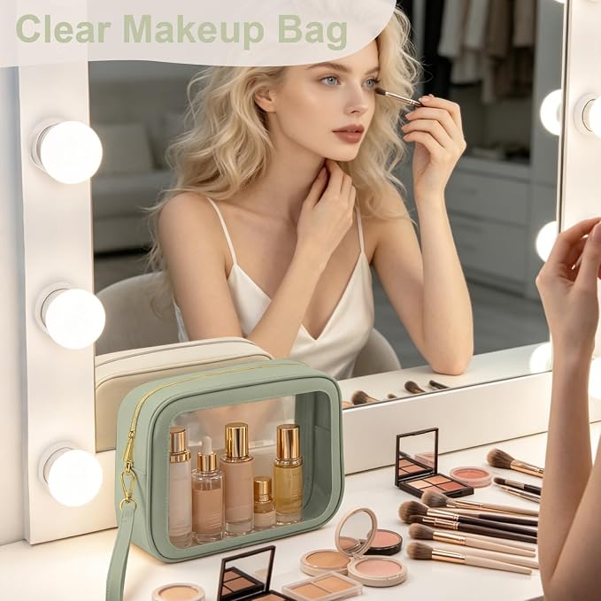 5PCS Clear Makeup Bags with Handles, TSA Approved Toiletry Bags, Diaper Bag Organizer Pouch, TPU Car Storage Organizer with Zippers, Waterproof Travel Organizer Bag for Women - Image 5