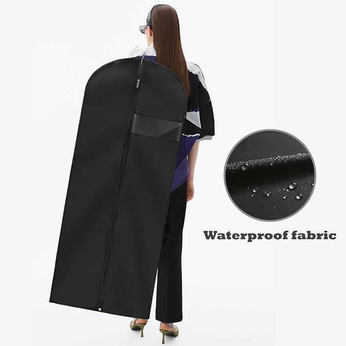 Dress Bags for Gowns Long, 60'' Garment Bags for Hanging Clothes, Suit Bag Cover for Storage and Travel (Black) - Image 6