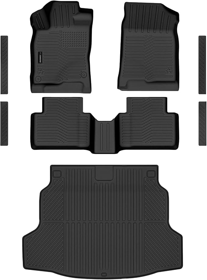 AUXKO Floor Mats Cargo Mat Door Sill for Honda Civic Hatchback 2017-2021 | High Wall,All-Weather,All Season,Odorless,Anti Slip,Rain&Salt Resistant,TPE Material,Black,Accessories,Pet Friendly - Image 2