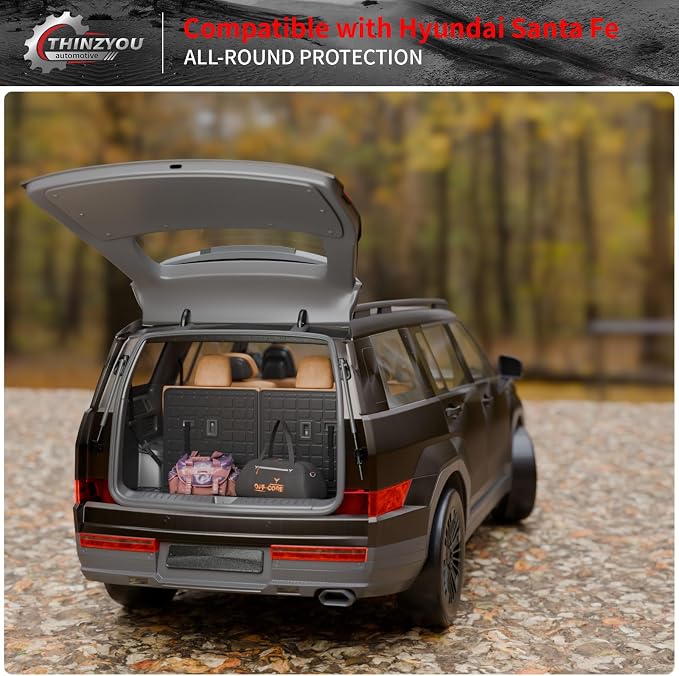 Floor Mats for 2024 2025 2026 Hyundai Santa Fe Gas & Hybrid | Trunk Mat Cargo Mat Cargo Liner TPE All Weather Back Seat Cover Protector Santa Fe Accessories - Image 9