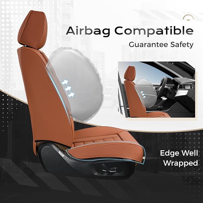 Coverado Car Seat Covers, Front Covers for Cars, Car Seat Cover Front Seats, Automotive Seat Cover, Waterproof, Leather Car Seat Cushion, Universal Interior Covers Seat Protectors for Most Cars - Image 3