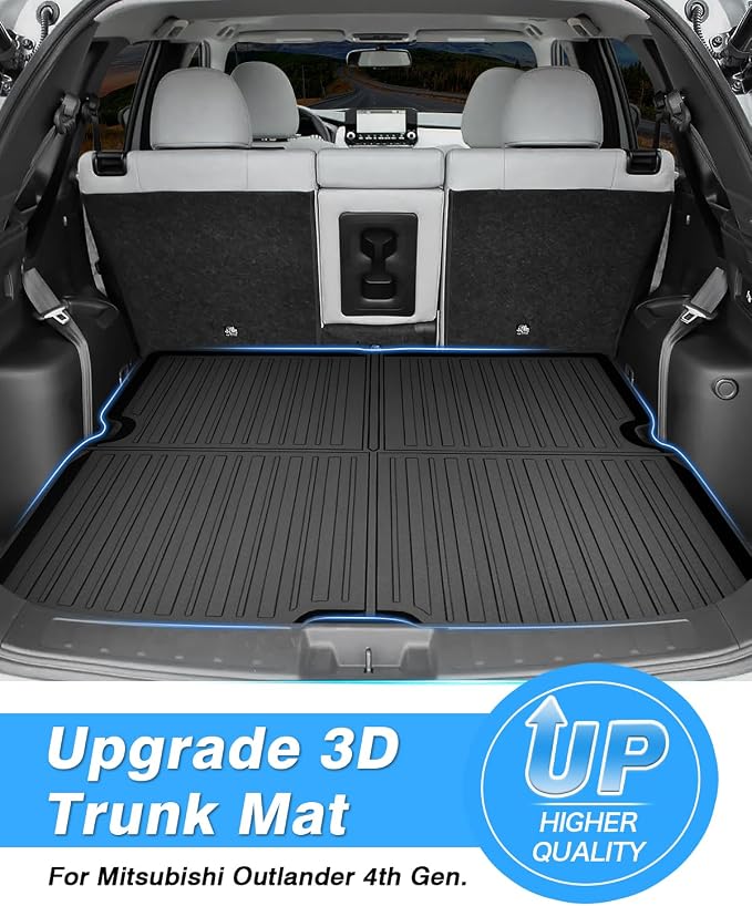 Powerty Trunk Mat Custom Fit for Mitsubishi Outlander 2022-2026(Not for PHEV or Sport Models), All Weather TPE Cargo Mat Liner for Outlander Rear Trunk - Image 2