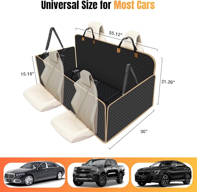 Dog Car Seat Cover for Back Seat, Dog Car Bed Cover with Strong Hard Bottom, Back Seat Extender Hammock for Cars SUV Truck,4 Panels Black Large Size - Image 4