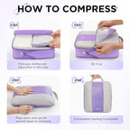 OlarHike 10 Set Compression Packing Cubes for Travel Essentials,Compressible Expandable Space Saver Bags for Organizing Clothes,Luggage Garment Bags with Over 1000 pcs Mesh Holes(Light Purple) - Image 3