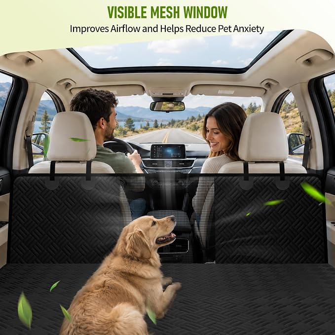 Dog Car Seat Cover for Back Seat, Waterproof 600D Oxford Dog Hammock | for Compact Cars/SUVs, Non-Slip Scratch Proof Pet Car Seat Protector with Mesh Window, Easy to Clean & Install, 52 Inch - Image 6