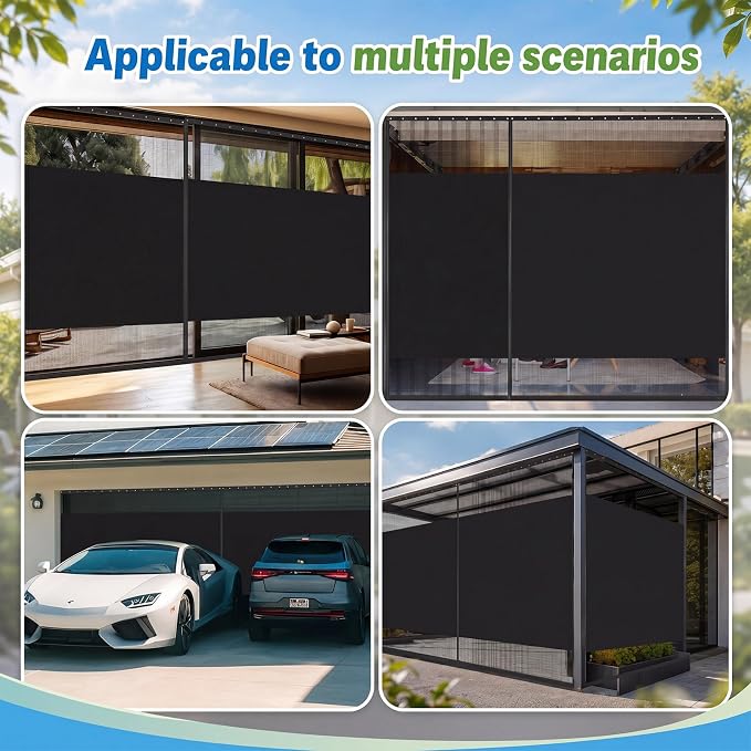 Frienda 12 x 7 ft Sliding Privacy Garage Door Screen 1 Car with Track Closure Retractable Magnetic Closure Heavy Duty Weighted Bottom Door Privacy Protection Curtain Keep Animals Out for Summer Garage - Image 7