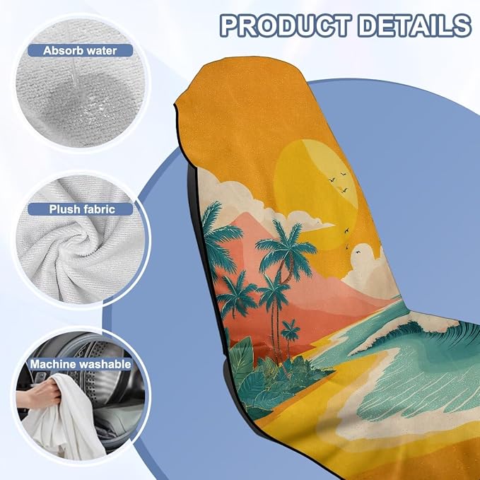 Horeset Coconut Tree Beach Towel Car Seat Cover Sweat Proof Automotive Seat Protector Universal Fit for Car Seat, Yoga, Travel, Multi-Use for SUV Truck Sedan - Image 5