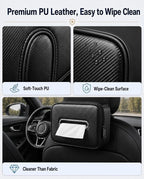 Carbon Fiber Texture Car Tissue Holder, Extra Large Car Tissue Box Holder for 120–230 Count Rectangular Tissue Boxes, Wider Opening, Dual Zipper, Fits Headrests, Consoles, and Seat Backs - Image 7