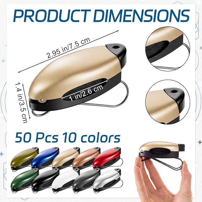 Frienda 50 Pcs Auto Car Vehicle Sun Visor Clip Holder for Sunglasses Glasses Holder Hanger Eyeglasses Mount Ticket Card Clip Car Accessories (Dark Colors) - Image 2