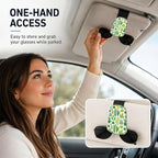 Leather Magnetic Sunglass Holder for Car Sun Visor, Cute Eyeglass Ticket Card Hanger Clip, Universal Auto Interior Accessories for SUV Pickup Truck, Cactus Pattern - Image 2
