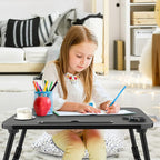 Fayquaze Laptop Desk, Portable Foldable Lap Bed Desk, Laptop Table Tray | Storage Drawer and Cup Holder, Lap Desk Lap Stand Tray Table Floor Table Serving Tray for Eating, Reading and Working - Image 4