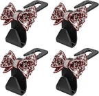 Zpana Bling Car Headreat Hook, 2PCS Crystal Rhinestone Cute Bow Vehicle Seat Back Hanger Storage for Purses Bags Grocery, Diamond Auto Rear Seat Organizer, Universal for SUV Truck Sedan (Red) - Image 7