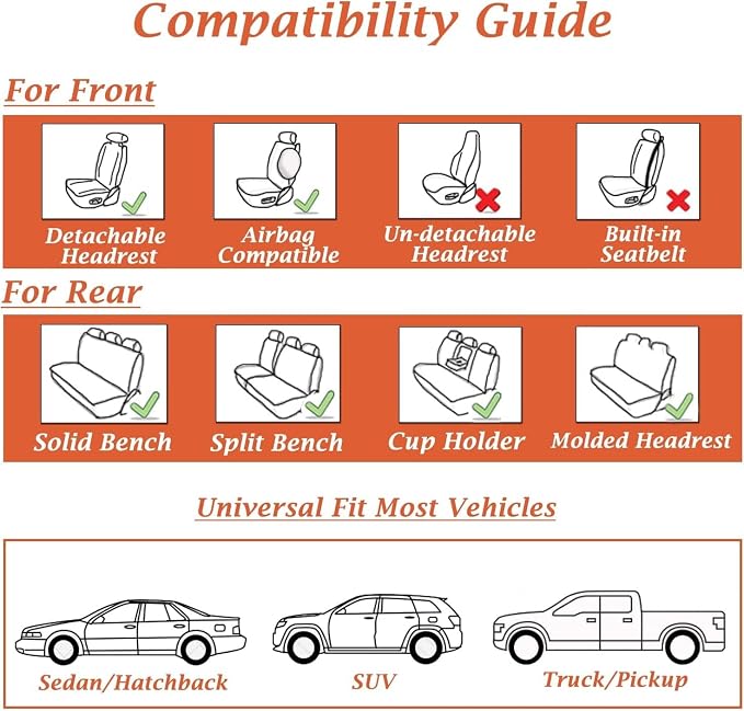 Coverado Nappa Leather Car Seat Covers Front Set, Luxury Waterproof Seat Protectors, Airbag Compatible Anti‑Slip Auto Seat Covers, Universal Fit for Most Cars SUVs Trucks Pickup Vehicles - Image 9