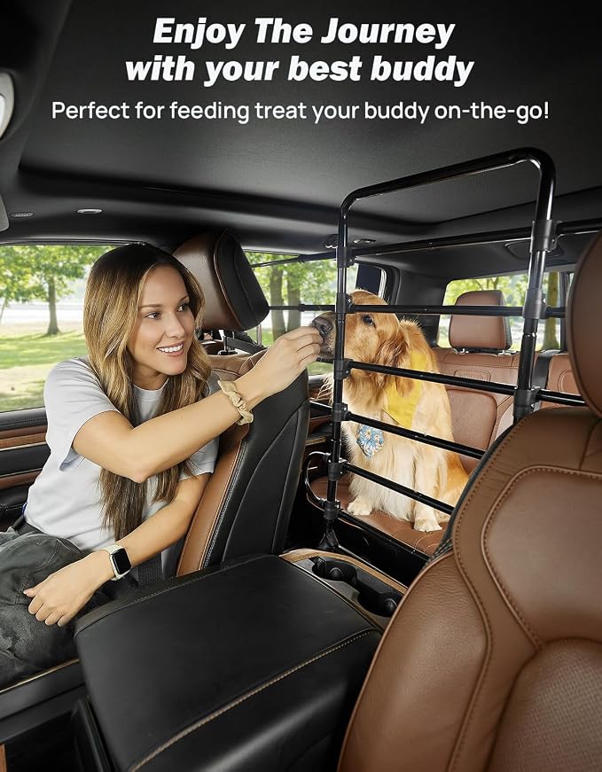 JOYTUTUS Dog Car Barrier, Pet Barrier Follow the Seat Movement 34"- 58" Width Adjustable SUV Dog Barrier for Back Seat, Vehicle Gate Heavy Duty, Ideal for Sedans SUVs Trucks MPVs - Image 4