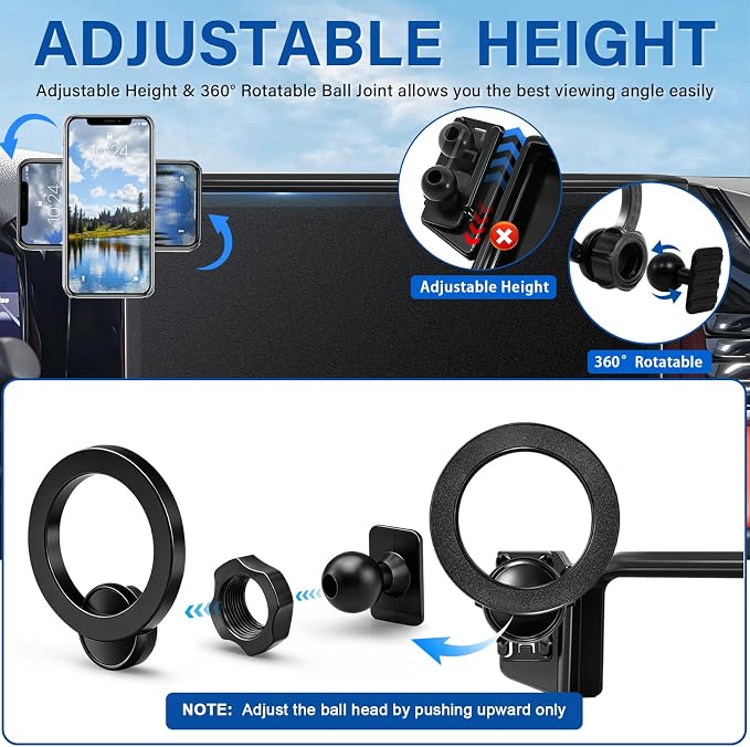 Magnetic Car Phone Holder for Toyota Camry XLE/XSE 2025-2026 Accessories | 12.3-Inch Screen, 2026 Toyota Camry Cell Phone Mount for Magsafe iPhone, 360° Hands-Free No Air Vent Blockage Stable Stand - Image 5