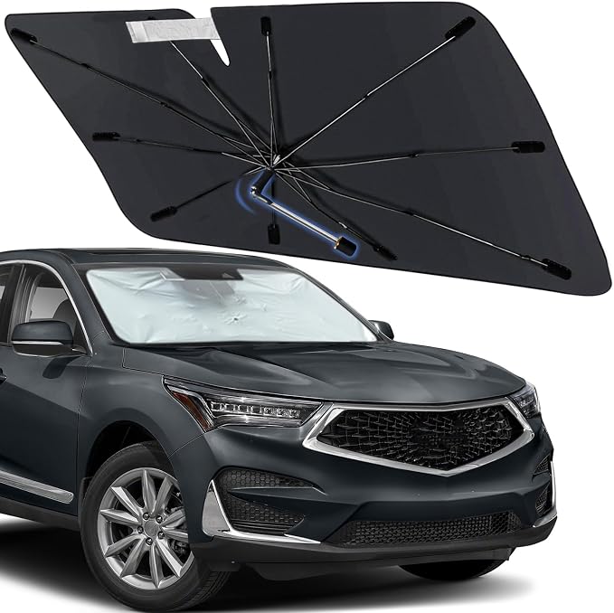 Windshield Sun Shade Umbrella for Acura RDX 2019-2026, Foldable Front Window Sunshade with 360° Rotating Shaft, Custom Fit Car Shades for RDX Accessories with UV & Heat Protection by Visufy