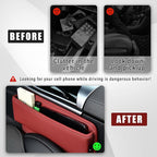 Ziciner Car Seat Gap Organizer, Premium Leather Auto Seat Storage Box, Vehicle Adjustable Front Seat Gap Filler, Car Seat Side Pocket Organizer for Phones, Glasses, Keys, Money, Cards (Red) - Image 4