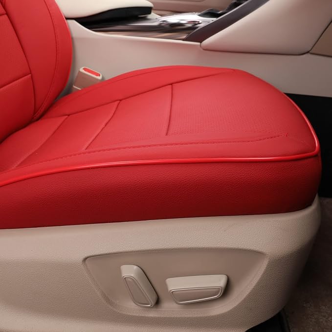 EKR Car Seat Covers for Toyota Camry 2025 2026 (Hybrid),Full Set | Custom Fit for Toyota Camry SE/LE 2025 2026 & Nightshade 2026,Easy-Wipe Protection-Faux Leather(Red) - Image 2