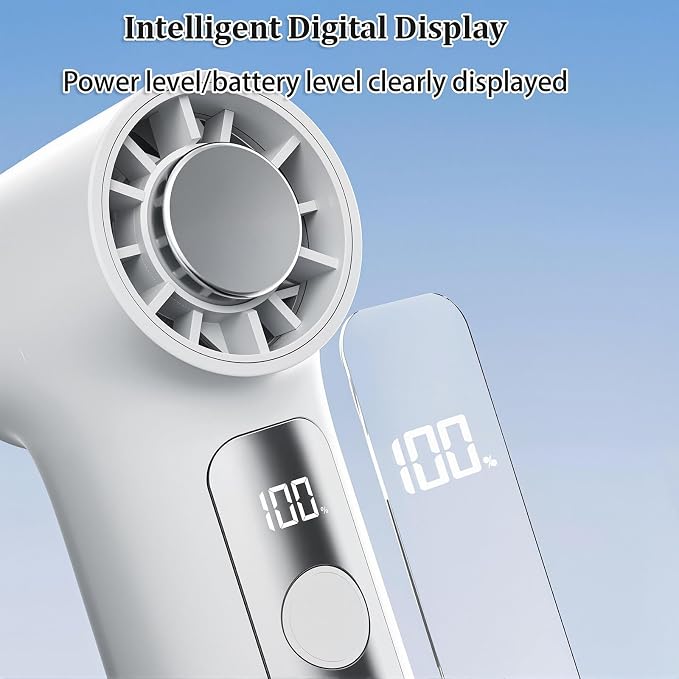 Mini Portable Clip on Fan with LED Display & 6 Wind Speed Levels | Lightweight ABS Clip Fan for Stroller/Office/Camping/Beach - 360° Clamp, Neck Strap, 3000mAh Battery, Semiconductor Cooling - Image 2