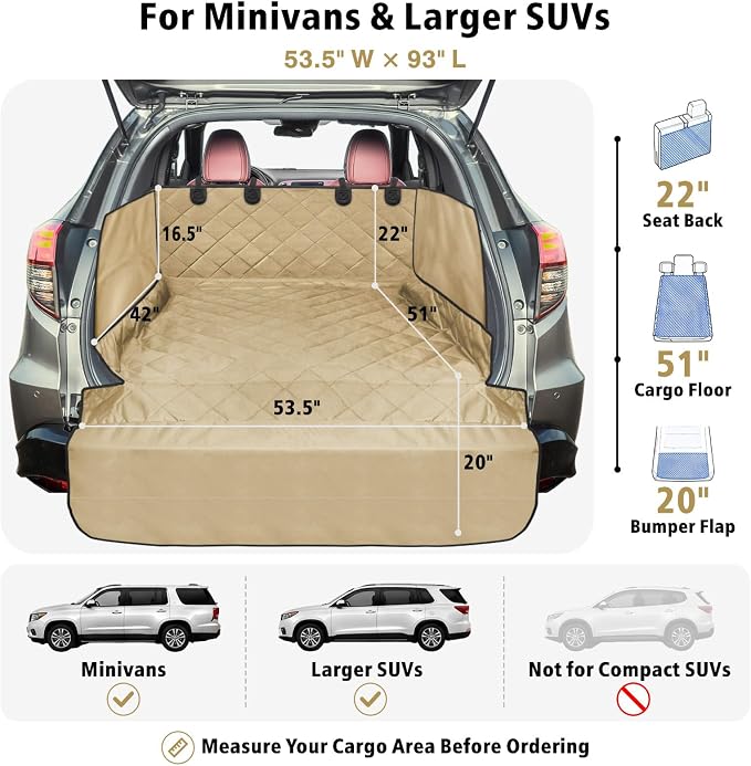 F-color SUV Cargo Liner for Dogs - Trunk Cover with Bumper Flap Protector | Waterproof Pet Cargo Cover with Side Flaps, Non-Slip Trunk Mat, Rear Dog Car Seat Cover Prevents Scratches Pet Hair Mud Dirt - Image 2