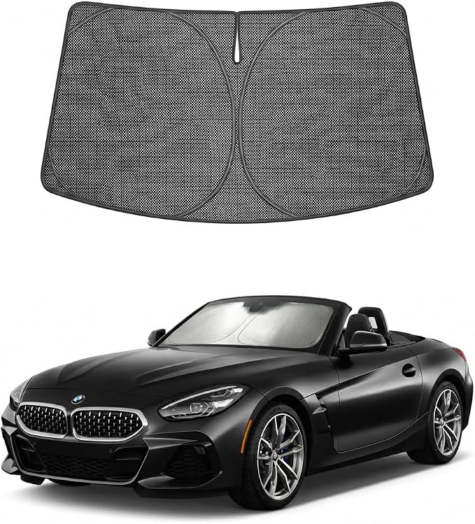Proadsy Custom Fit 2019-2026 BMW Z4 Windshield Sun Shade, Blocks Heat | Ice Crystal Micro-Refraction Blocks 99% UV, Drops Cabin Temp 54°F. Foldable Full Coverage for Summer Parking/Camping Privacy by Proadsy