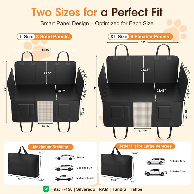 XL Hard Bottom Dog Car Seat Cover, 58"×69", Waterproof PU Leather | Stable Hard Bottom Support for Comfortable Rides with Large Dogs - Image 4