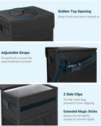 Capolo Car Trash Can with Lid, Leakproof Car Garbage Can Car Trash Bag | Waterproof, Trash Can for Car, 3 Mesh Pockets, Mini Hanging Vehicle Car Trash Bin, for Back/Front Seat (Black,3 Gal) - Image 3