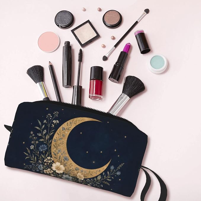 Moon Small Makeup Bag, 600D Oxford Cosmetic Pouch for Women | Moon Cosmetic Bag and Toiletry Pouch with Double-Sided Print and Foam Padding for Women, Travel, Gym, Weekend and Daily Use - Image 6