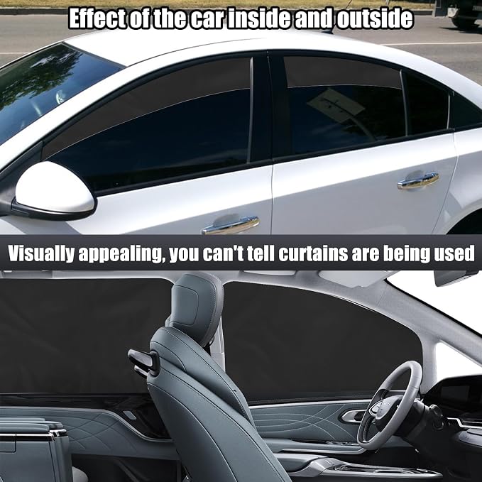 XCBYT Magnetic Car Window Shades for Side Window, 100% Blackout Privacy | 4-Pack 100% blackout privacy & UV cooling for camping & naps. Magnetic attach (iron frames only) for up to 33-inch windows - Image 8