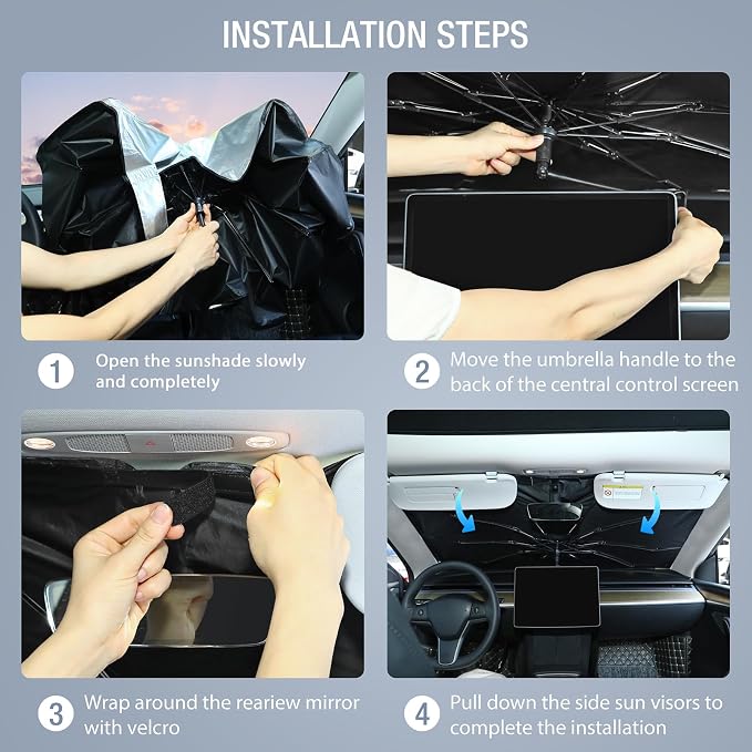 INSAUTO Custom Fit Windshield Sun Shade Umbrella for Toyota Tundra 2022-2026, Easy Fold & Store, Comes with Bag, UV & Heat Reflective, Keeps Your Car Cool - Image 6