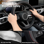 KAFEEK 16 inch Steering Wheel Cover, Microfiber Leather, Black | Compatible for F150 F250 F350 Ram 4Runner Tacoma Tundra Range Rover - Image 5