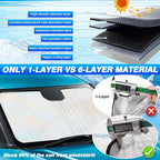 Canvcle Windshield Sun Shade for 2022-2025 2026 Nissan Frontier Accessories Thicken 6-Layer Front Window Sunshade Cover Sun Visor Protector Foldable Block UV Rays Keep Vehicle Cool - Image 3