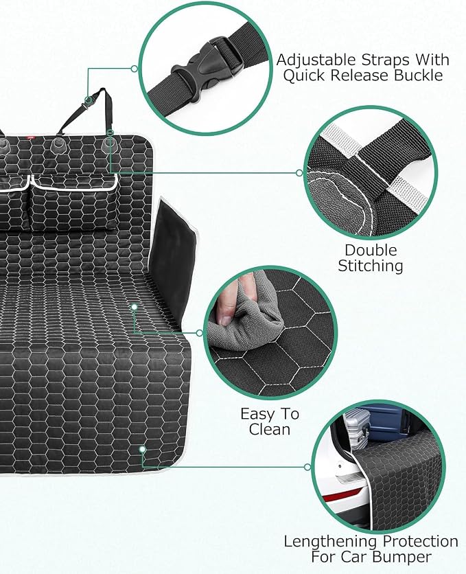 Oasser Cargo Liner for Dogs, Waterproof Trunk Cover 40.5x72.8in | Side Flaps and Bumper Protector, 2 Storage Pockets, Non-Slip PVC Bottom, 600D Oxford Cloth, for SUV Sedan Van - Image 3
